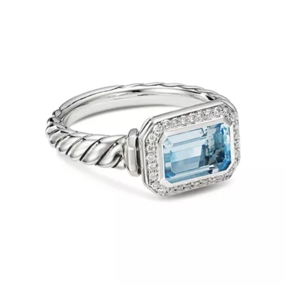 David Yurman Novella Ring - Blue Topaz & Diamond